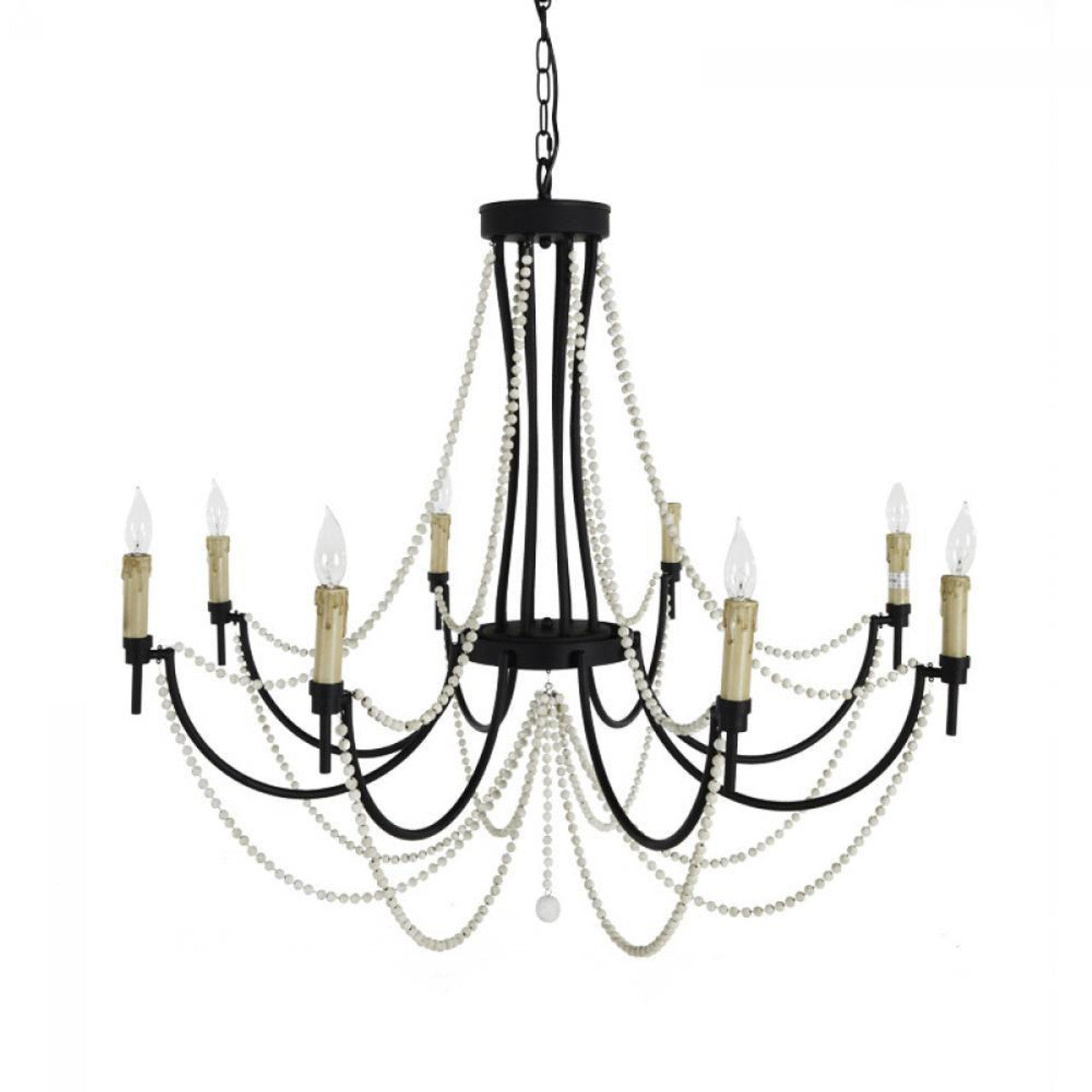 Black Iron Candle chandelier - Oriel Peak for dining room view 1