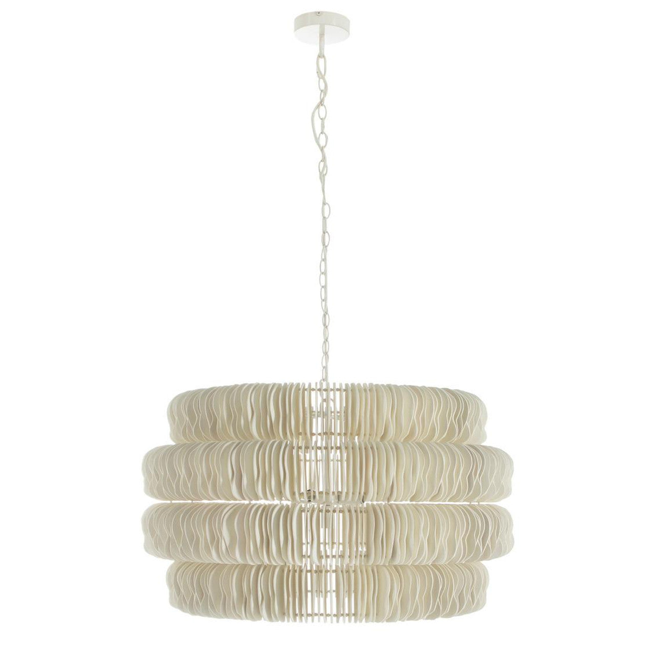 White Wood Candle chandelier - Keira Peak for dining room view 1