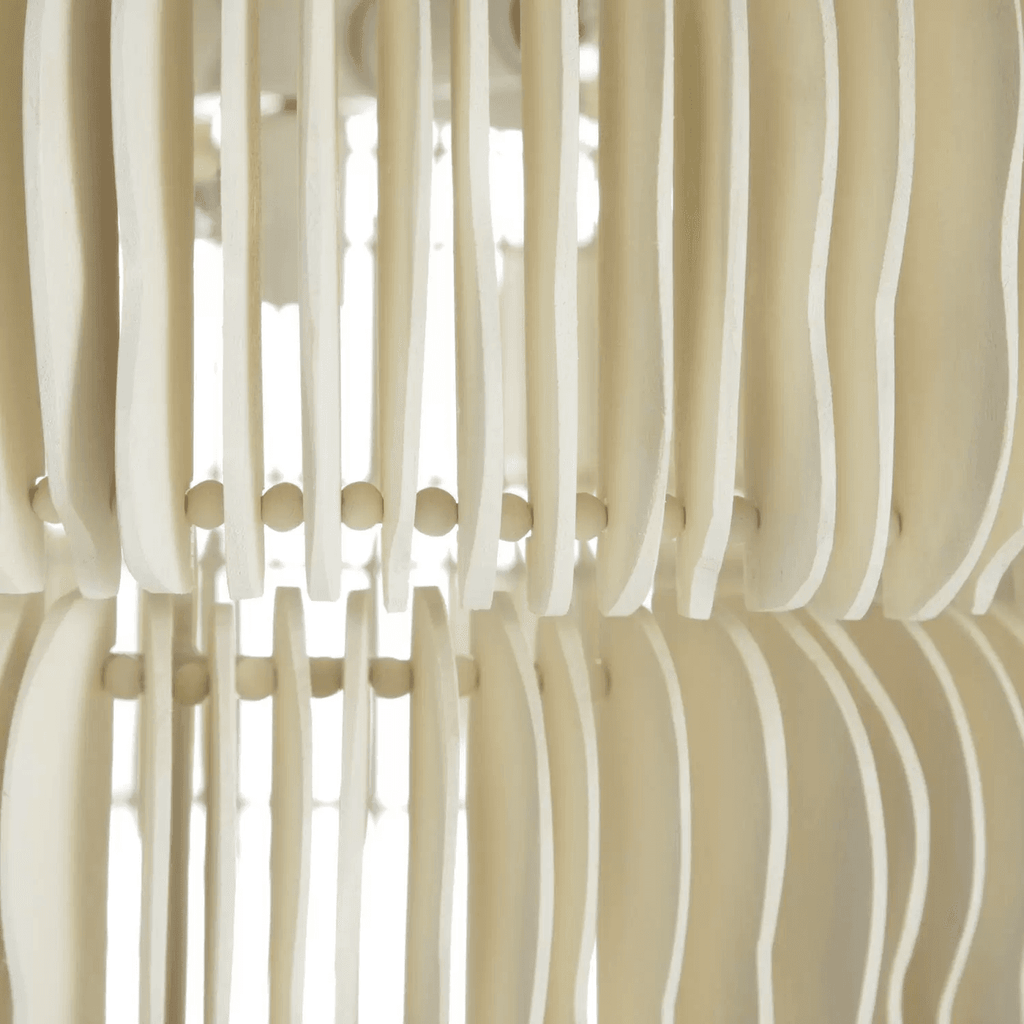 White Wood Candle chandelier - Keira Peak for dining room view 2