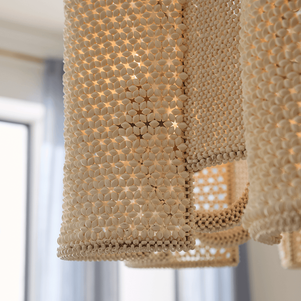 White Wood chandelier - Winslow Peak for dining room view 4