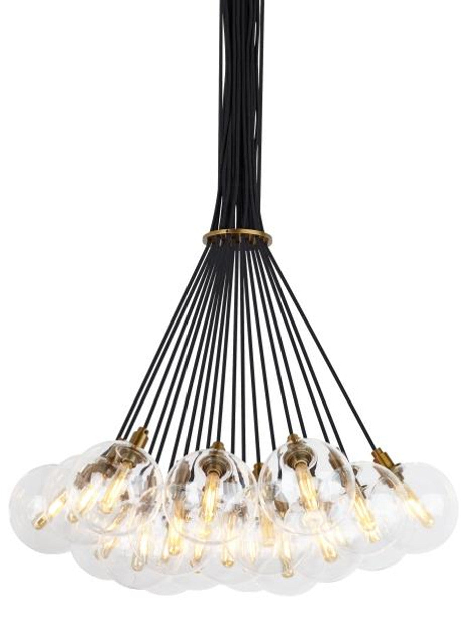 Emilea Pendant, 4-Light, Jet Black, Clear Optic Crystal, Hardback Off White Shade, 16.5"W (MA1004N-55O 1J5UYL)