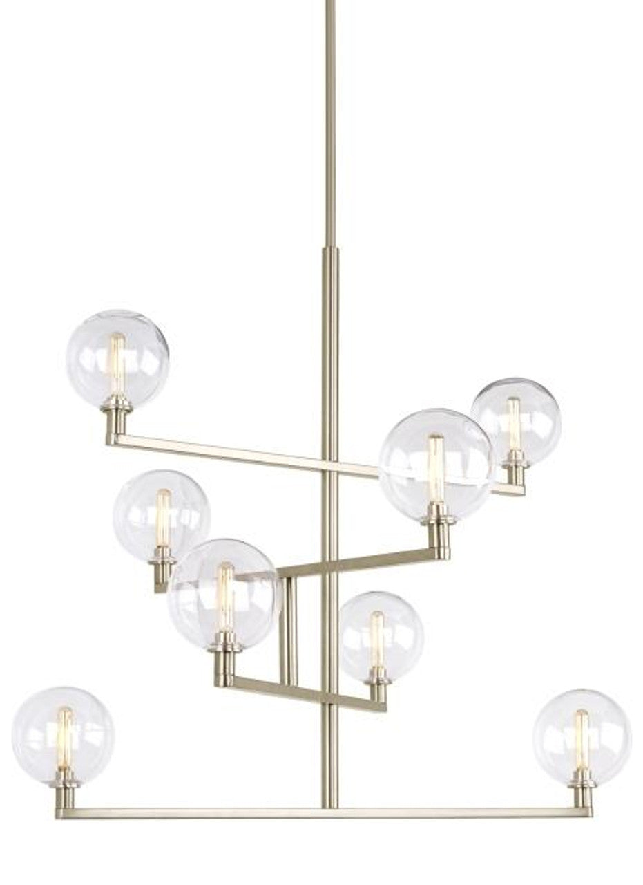 White Glass chandelier - Lyra Gleam for dining room view 2