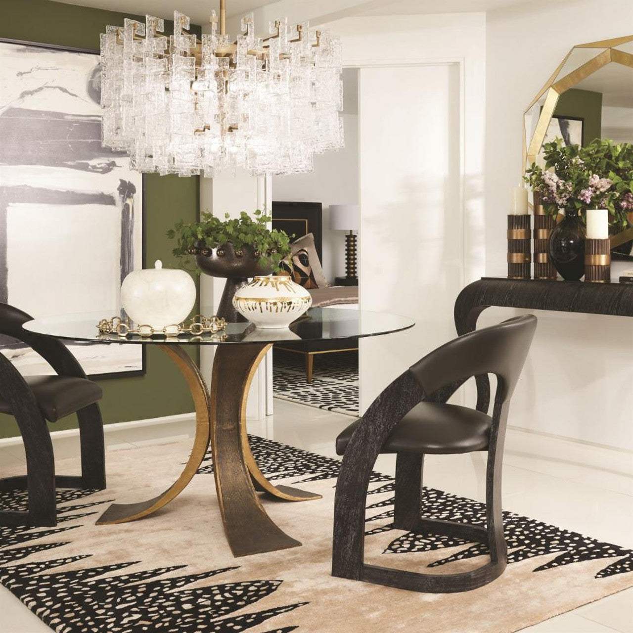 Brass Glass chandelier - Haven Nest for dining room view 1
