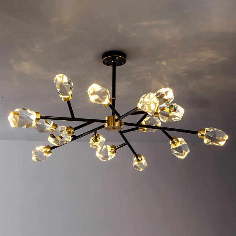 Black Crystal Branch chandelier - Onda Bay for dining room view 3