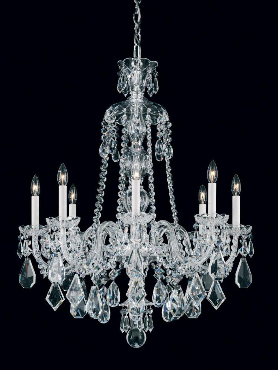 Hamilton Chandelier, 8-Light, Polished Silver, Clear Heritage Crystal, 28"W (5737CL YGQ8A)