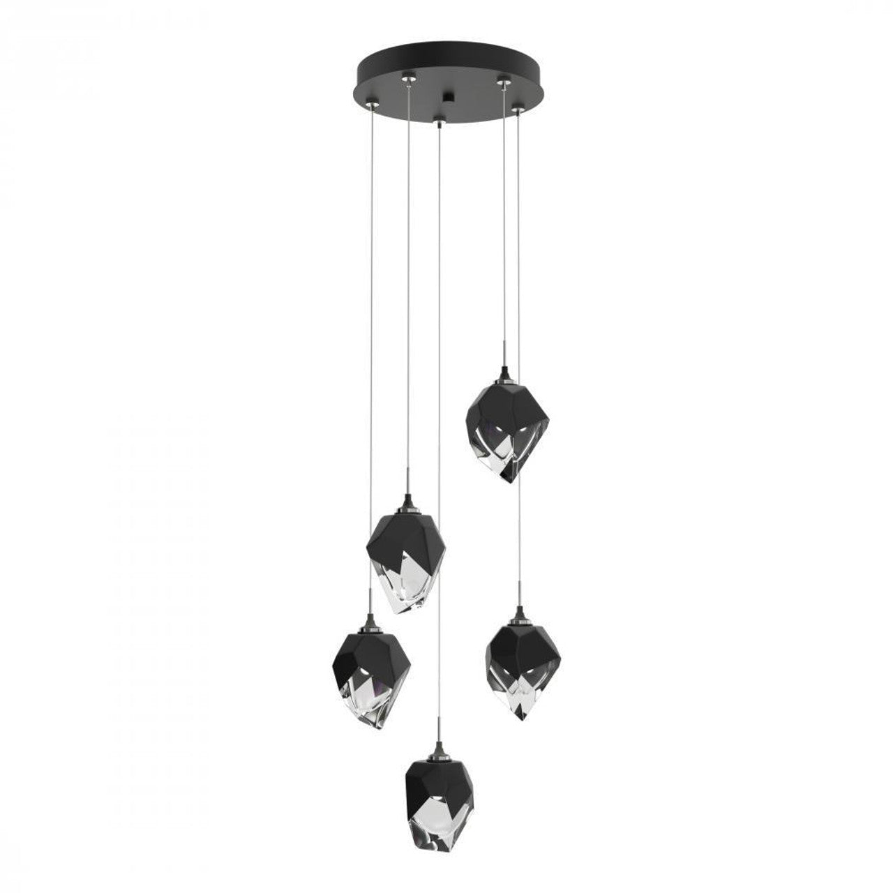 Chrysalis Pendant, 5-Light, White, Black Polished Crystal, 15.4"W (131137-SKT-STND-02-BP0754 5YX0NH)
