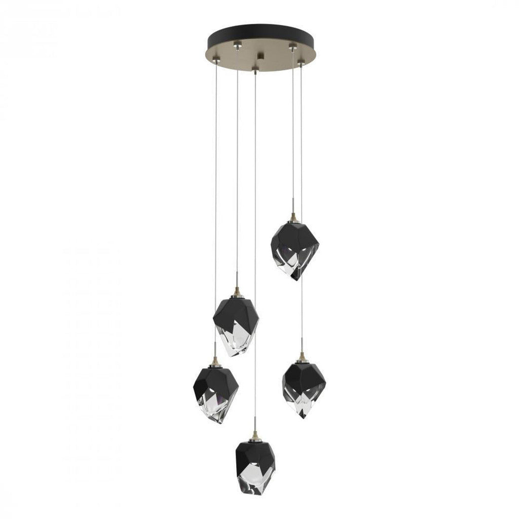 Chrysalis Pendant, 5-Light, Natural Iron, Black Polished Crystal, 15.4"W (131137-SKT-STND-20-BP0754 5YZTFR)