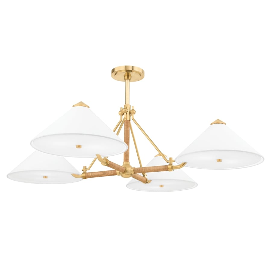 White Rattan chandelier - Viana Point for dining room view 1