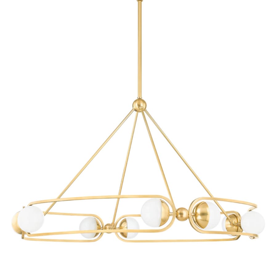 White Glass Round chandelier - Piper Point for dining room view 1