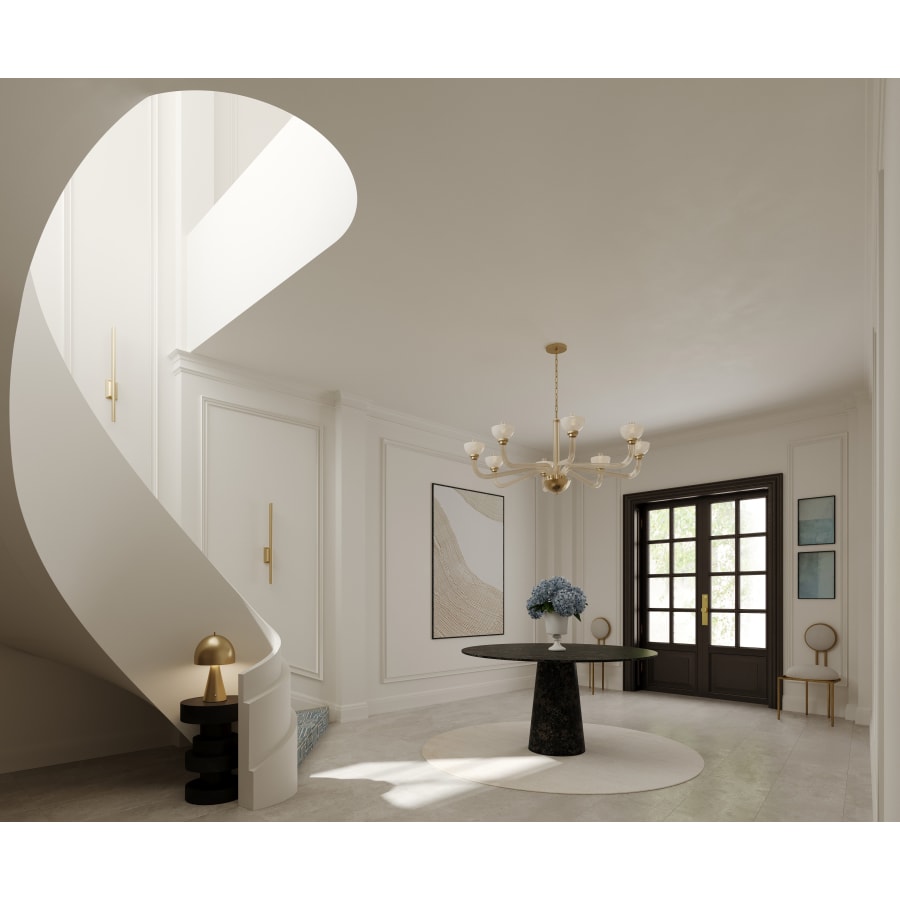 White Glass Candle chandelier - Petra Point for dining room view 4