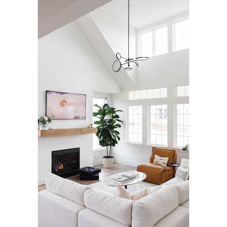 White Glass Round chandelier - Viola Point for dining room view 10