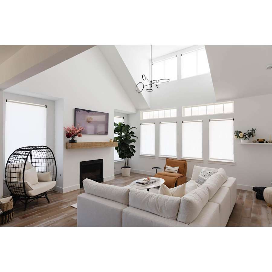 White Glass Round chandelier - Viola Point for dining room view 2