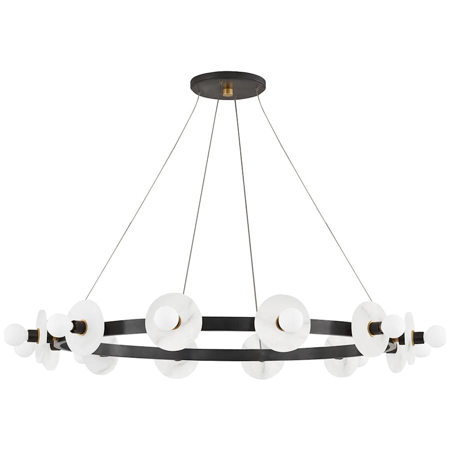 White Brass Round chandelier - Dune Point for dining room view 4