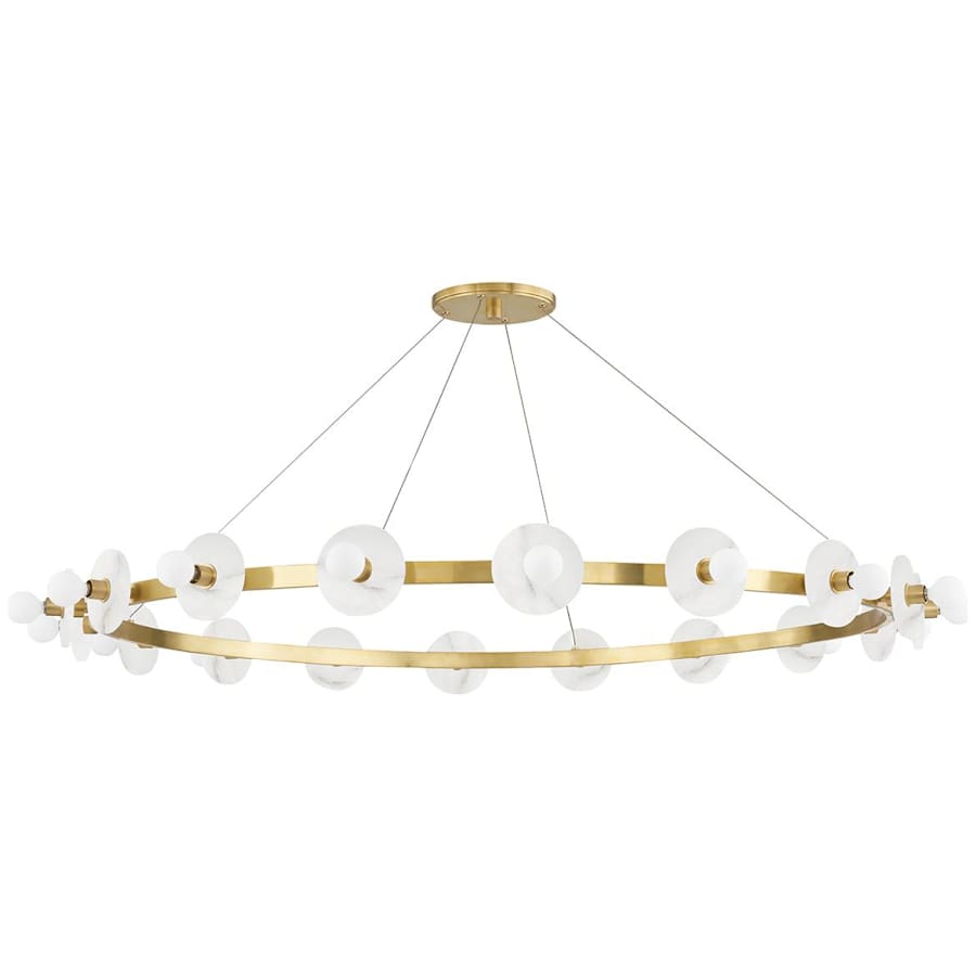 White Brass Round chandelier - Hera Point for dining room view 1
