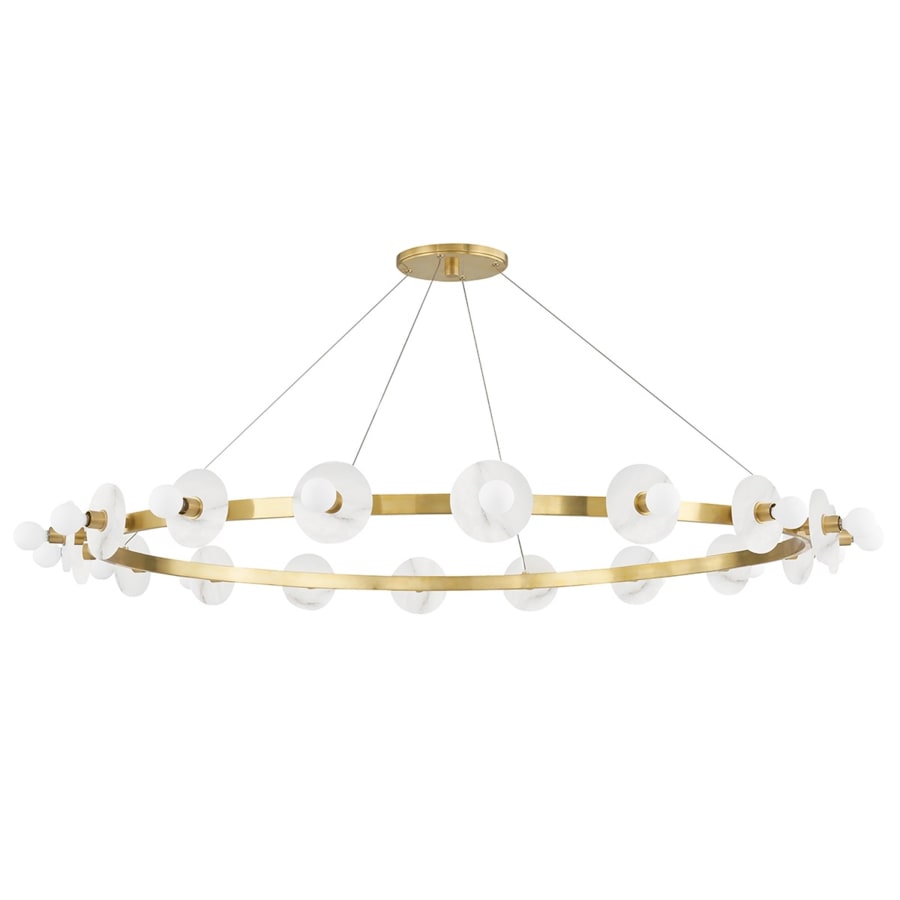 White Brass Round chandelier - Hera Point for dining room view 2