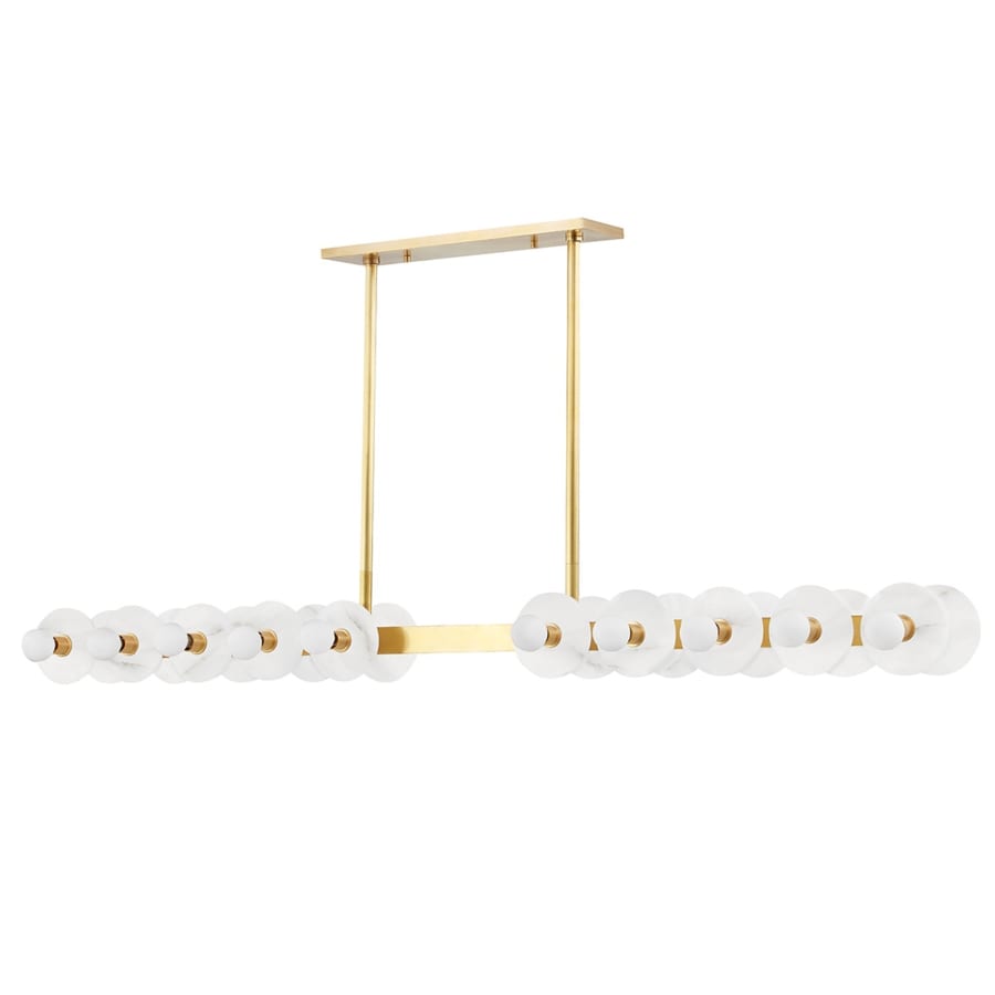 White Brass Linear chandelier - Xara Point for dining room view 2