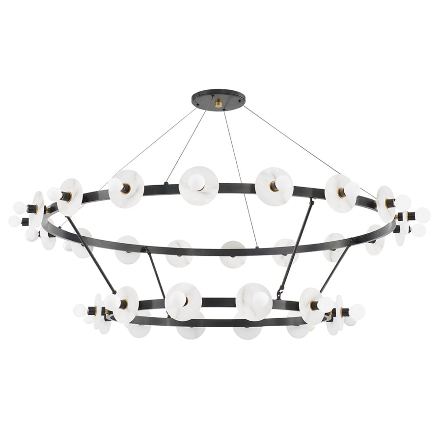 White Brass Round chandelier - Yara Point for dining room view 3