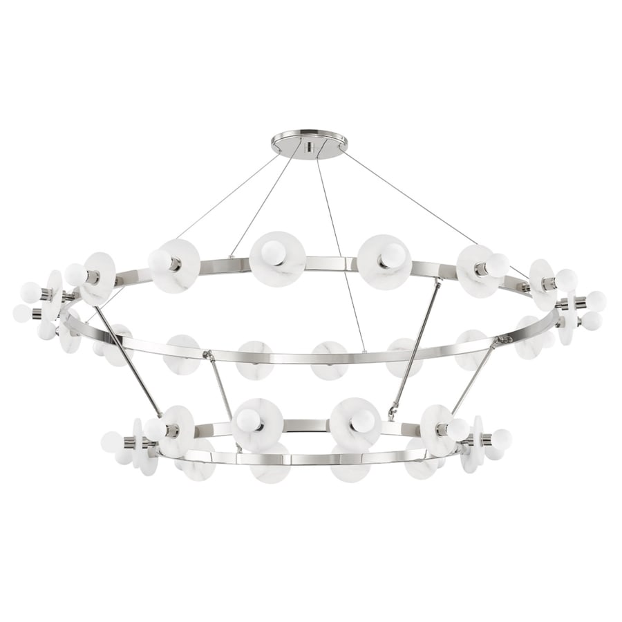White Brass Round chandelier - Yara Point for dining room view 4