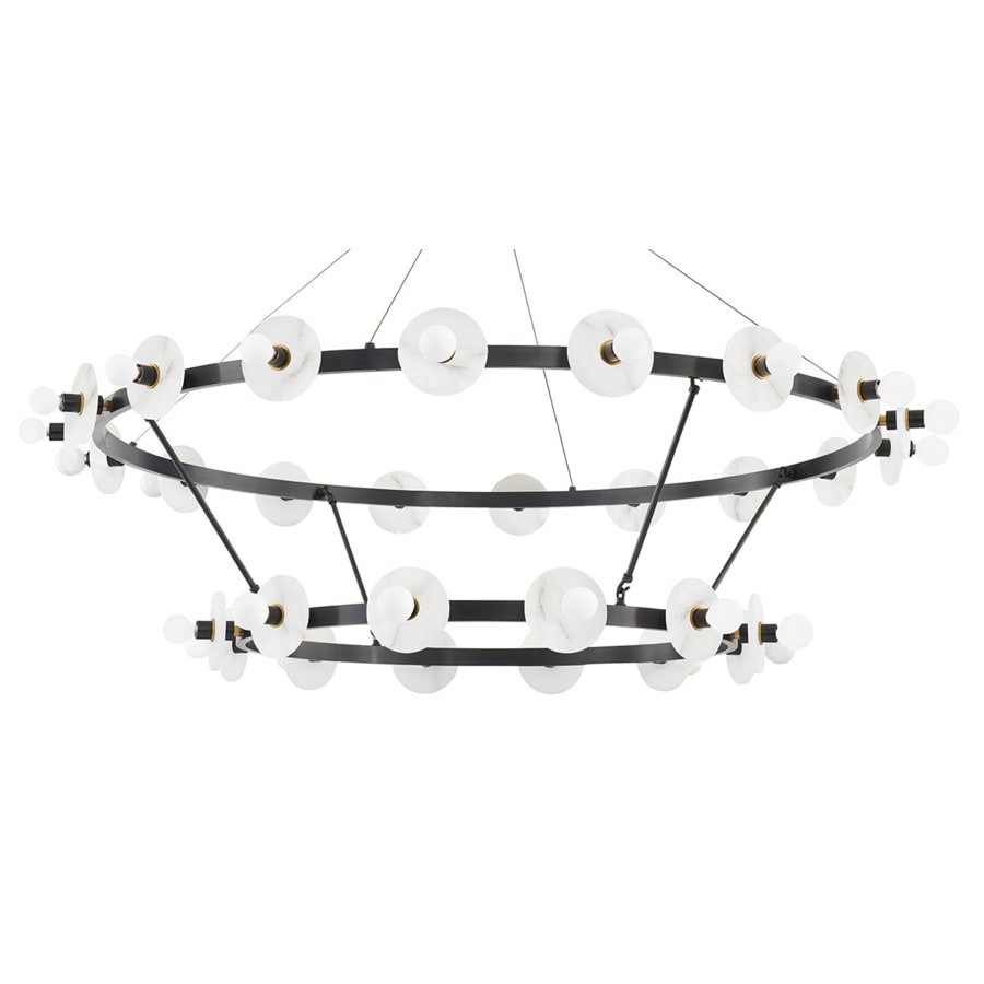 White Brass Round chandelier - Yara Point for dining room view 1