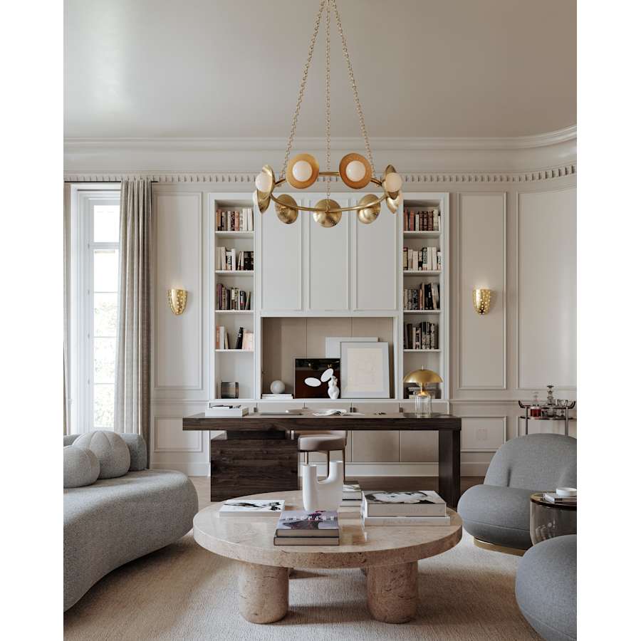 White Crystal Round chandelier - Siena Point for dining room view 4