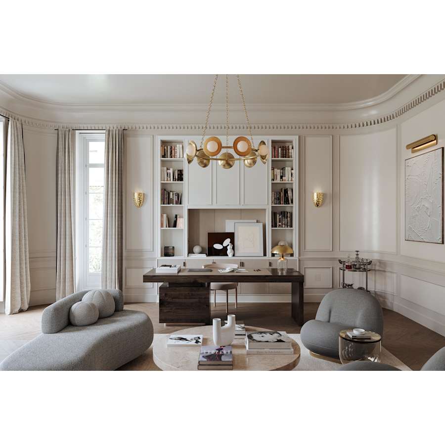 White Crystal Round chandelier - Siena Point for dining room view 5