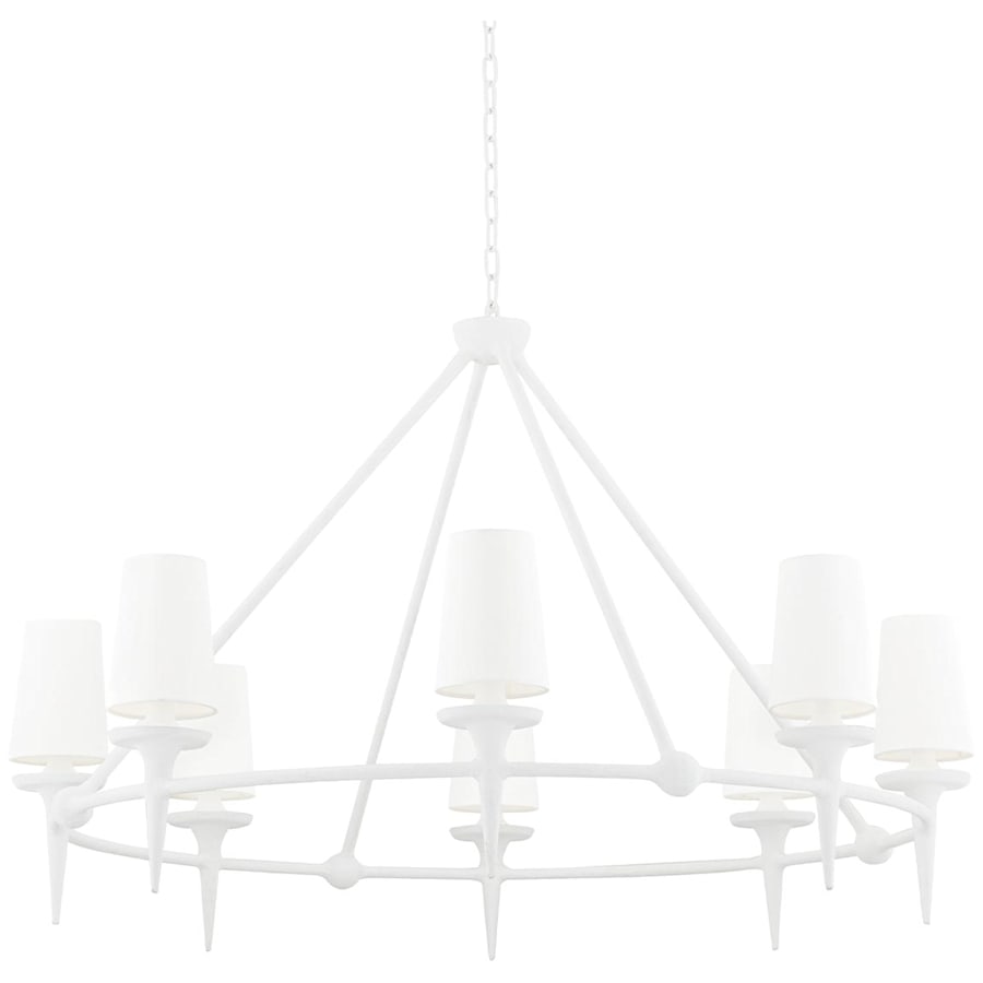 White Steel Round chandelier - Soren Wisp for dining room view 1