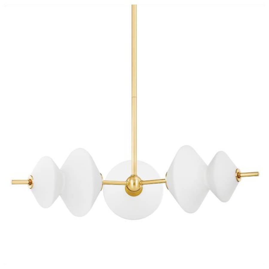 White Glass Round chandelier - Milan Point for dining room view 1