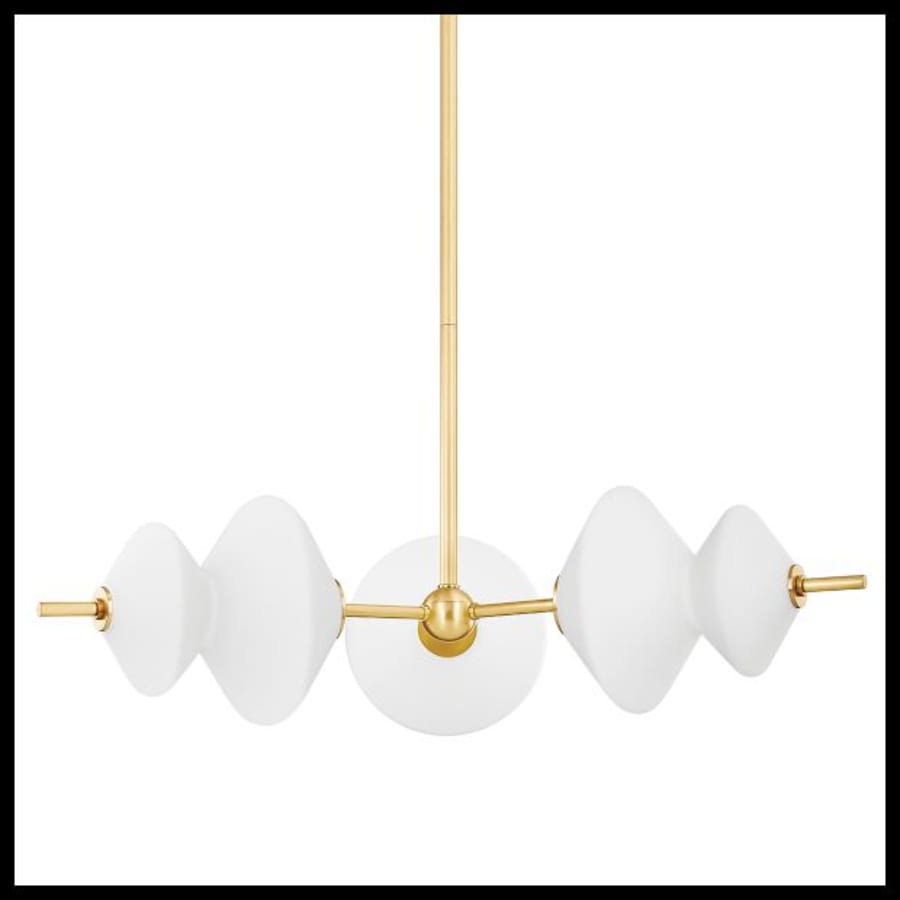 White Glass Round chandelier - Milan Point for dining room view 2