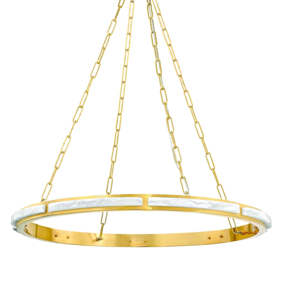White Brass Round chandelier - Paloma Point for dining room view 1