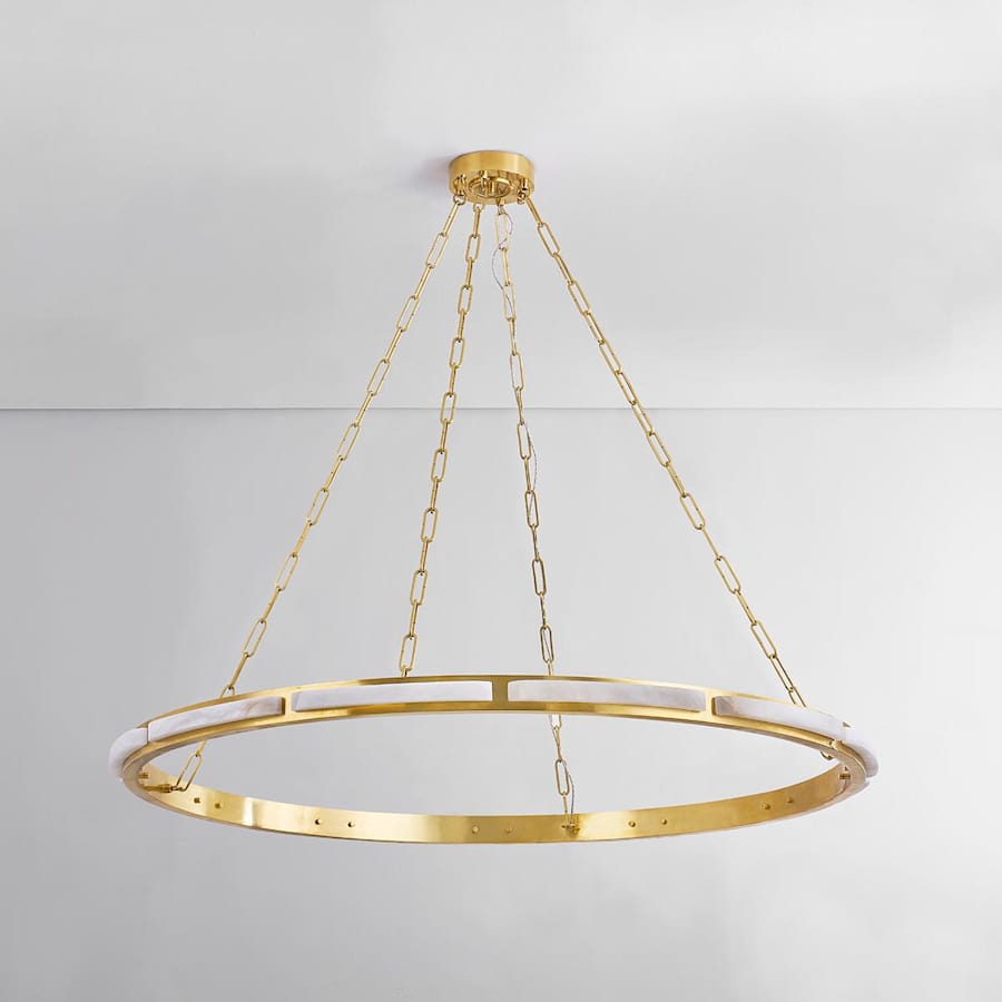 White Brass Round chandelier - Caro Point for dining room view 4