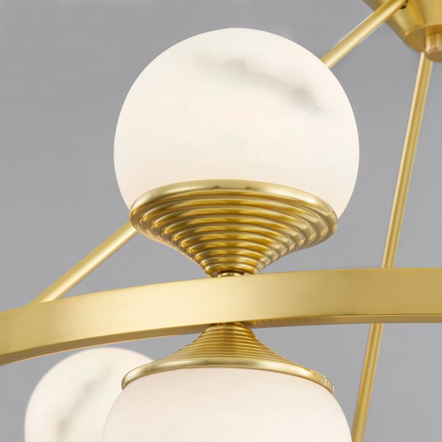 White Alabaster Round chandelier - Noor Point for dining room view 3