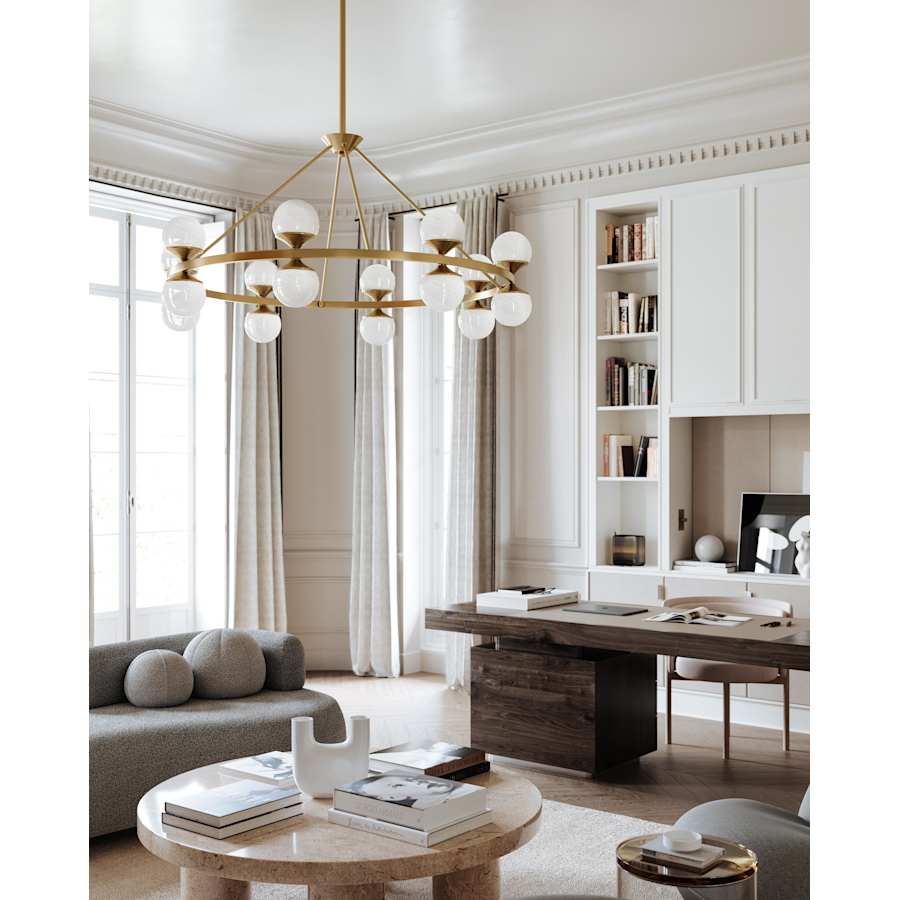 White Alabaster Round chandelier - Noor Point for dining room view 4