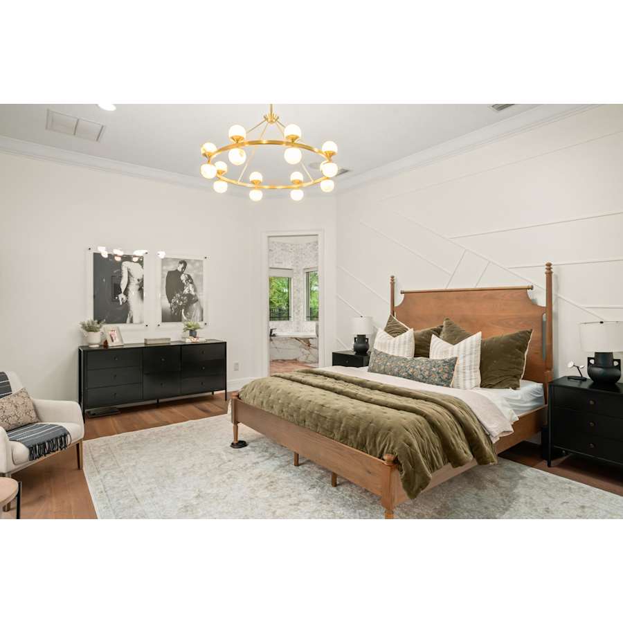 White Alabaster Round chandelier - Noor Point for dining room view 5