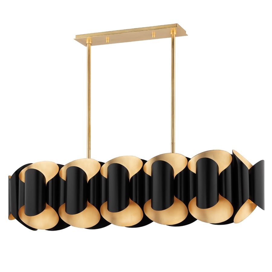 Black Steel Linear chandelier - Kaia Wisp for dining room view 2