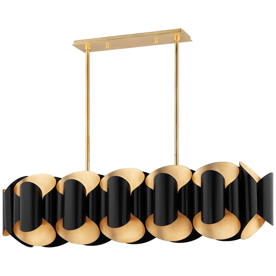 Black Steel Linear chandelier - Kaia Wisp for dining room view 1