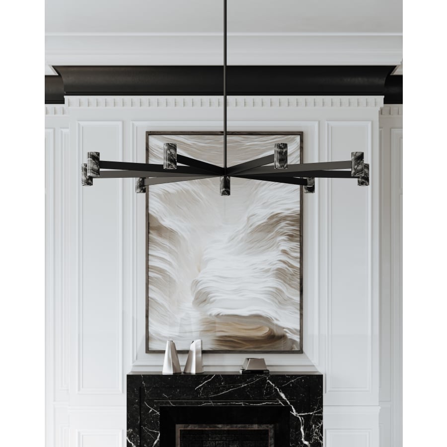 Black Steel Linear chandelier - Rosa Point for dining room view 2