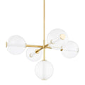 Aged Brass Glass Linear chandelier - Onda Trace for dining room view 1