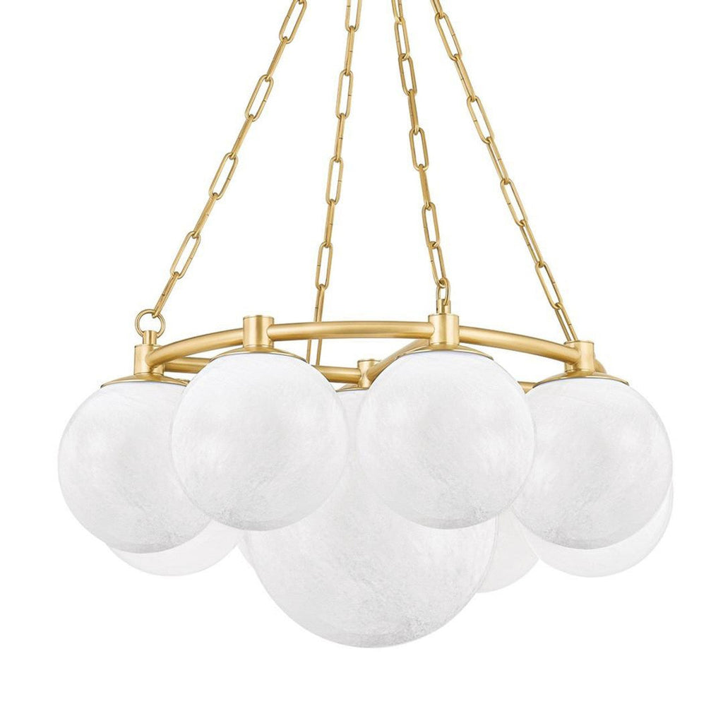 Aged Brass Acrylic chandelier - Rumi Trace for dining room view 2