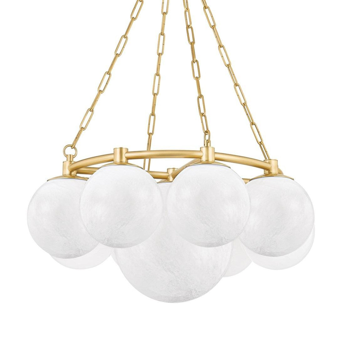 Aged Brass Acrylic chandelier - Rumi Trace for dining room view 2