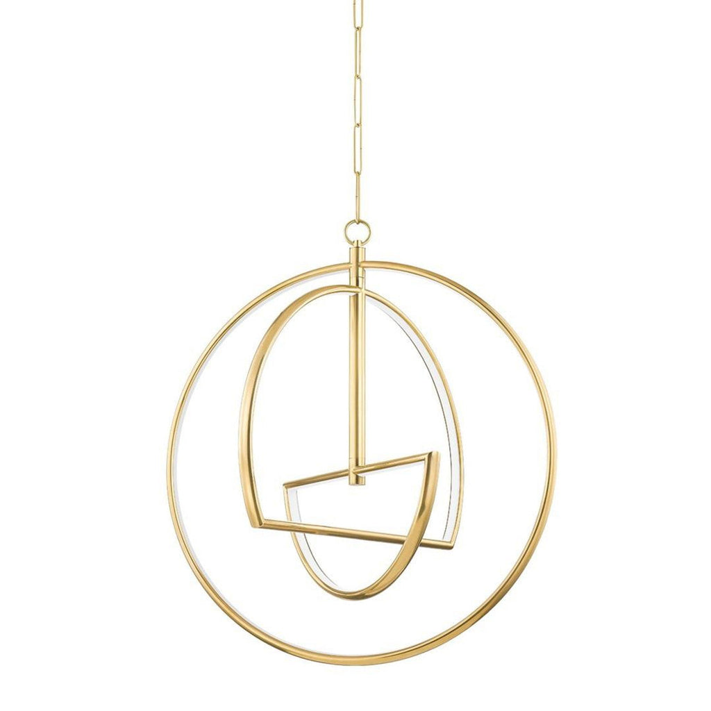 Aged Brass Glass Linear chandelier - Onda Trace for dining room view 2