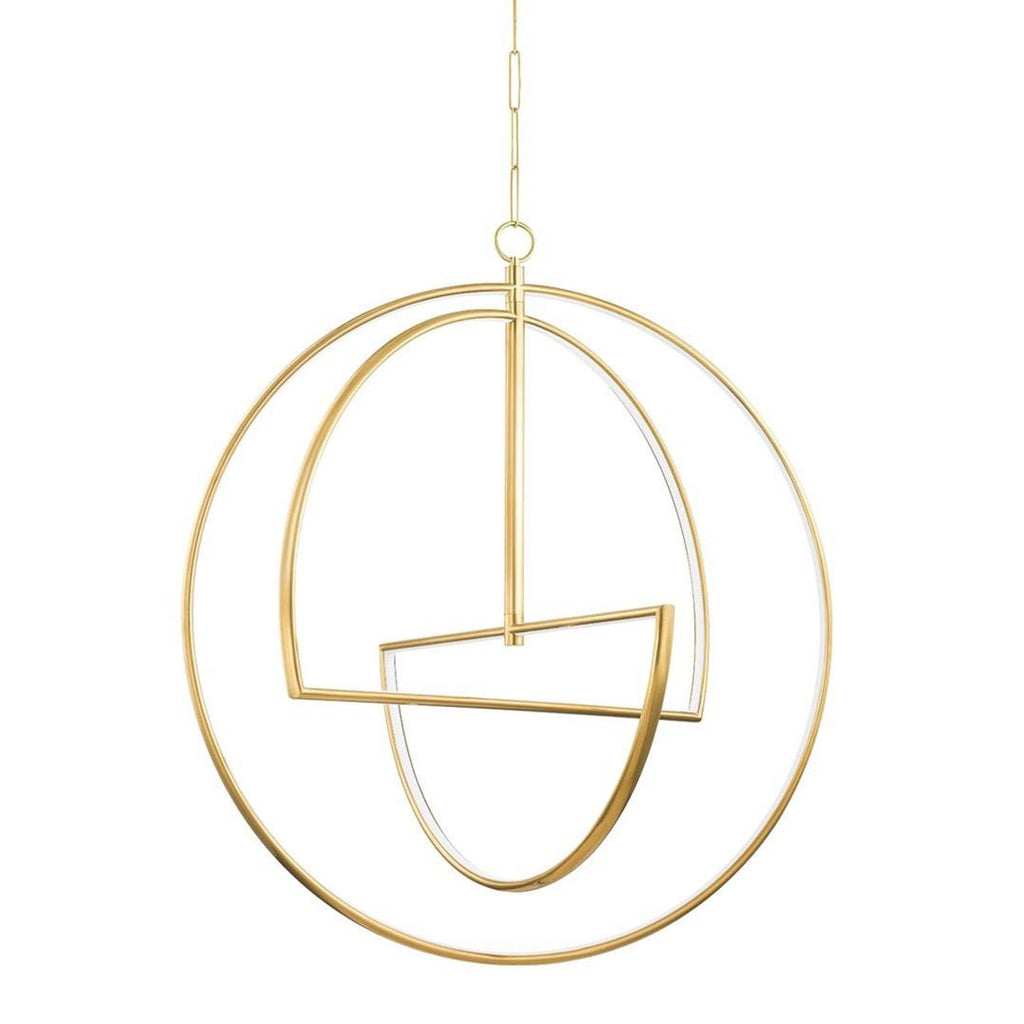 Aged Brass Acrylic chandelier - Rumi Trace for dining room view 1