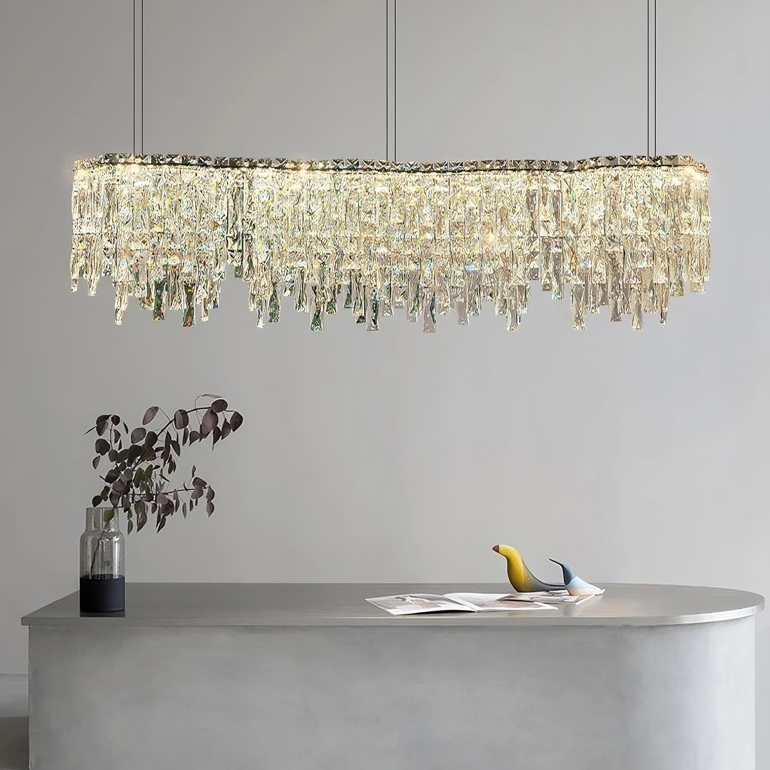 Chrome Crystal chandelier - Riven Lane for dining room view 2