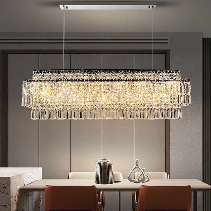 Crystal Linear chandelier - Halo Lane for dining room view 1
