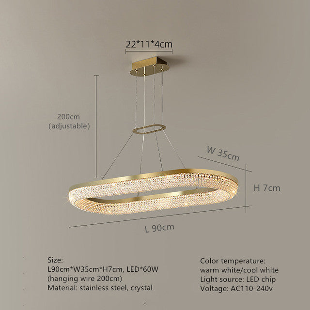 Clear Crystal Linear chandelier - Nerea House for dining room view 4