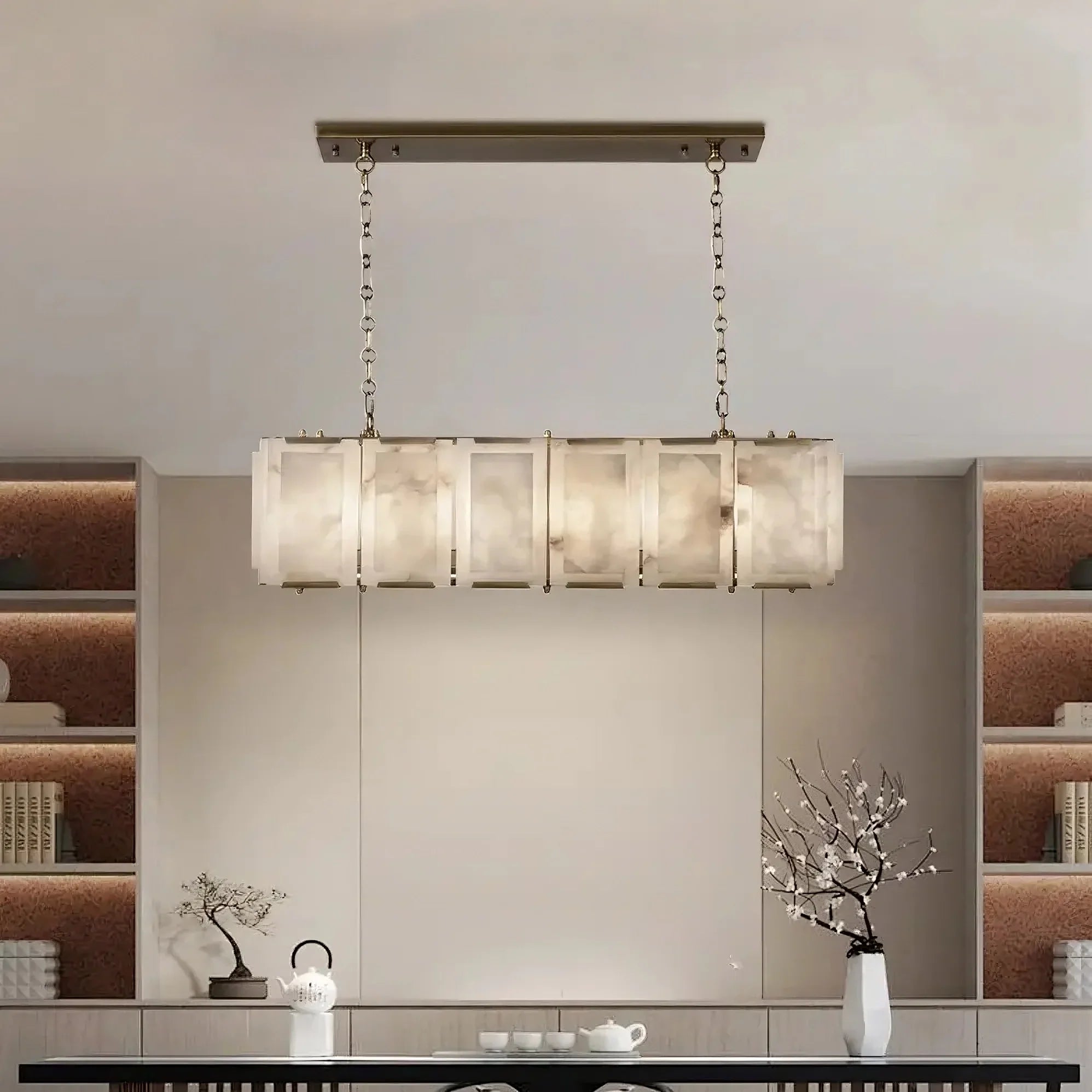 Clear Crystal Linear chandelier - Belen Lane for dining room view 3