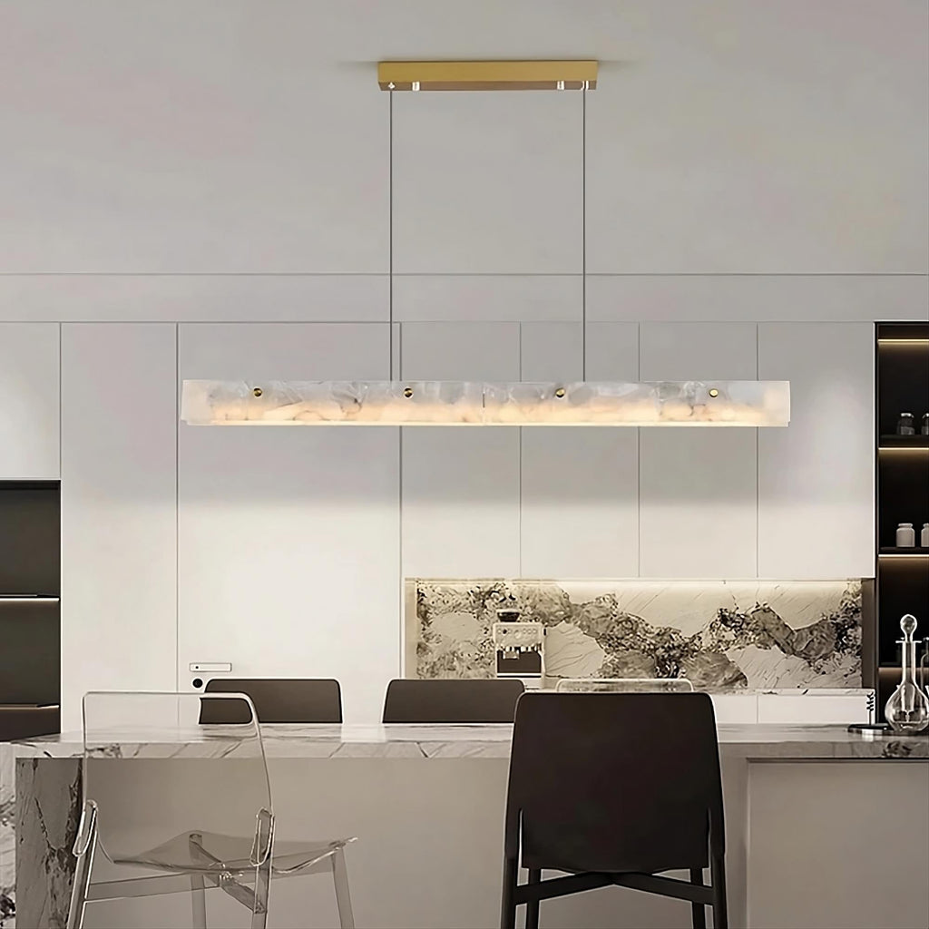 Natural Steel Linear chandelier - Zinnia Lane for dining room view 2