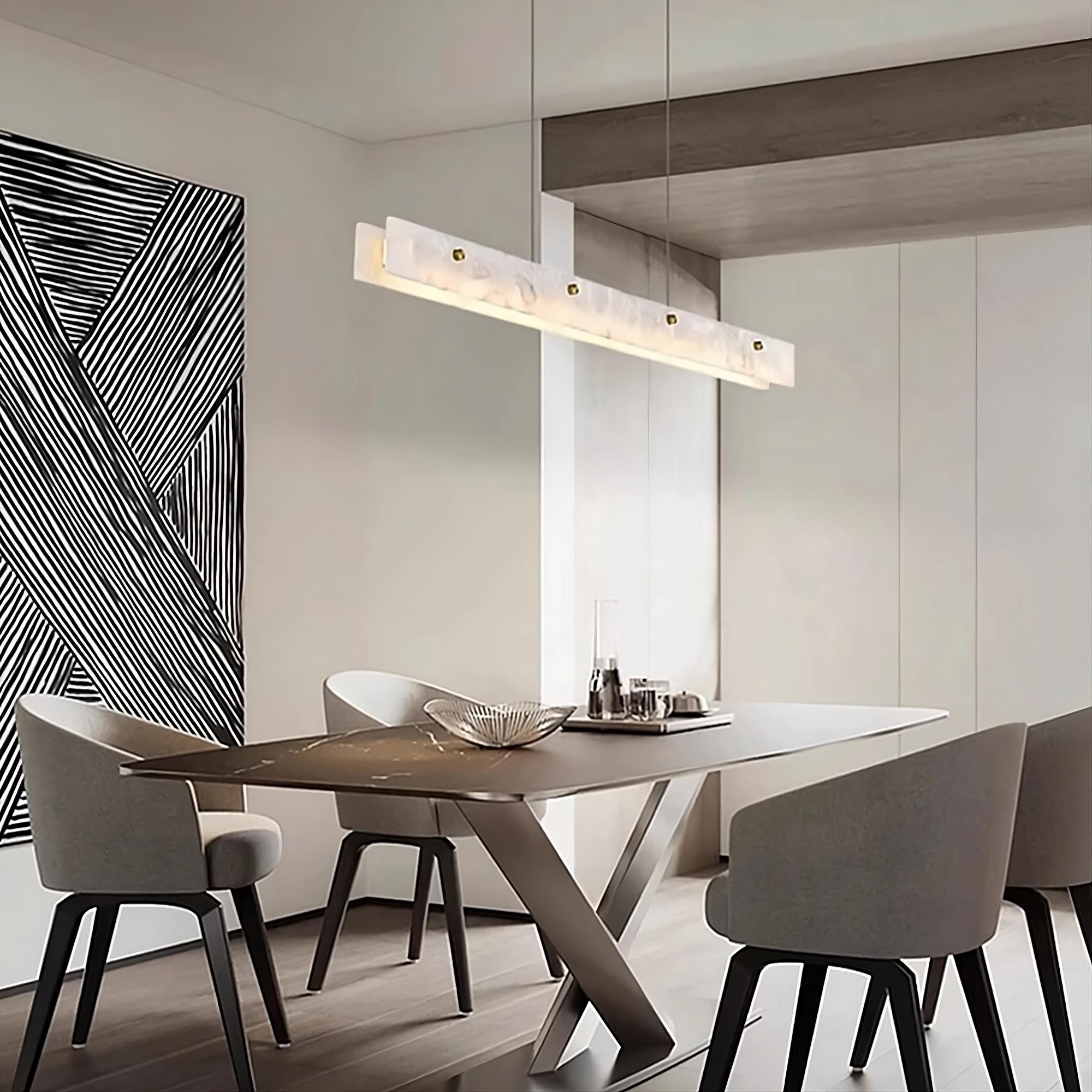 Natural Steel Linear chandelier - Zinnia Lane for dining room view 4