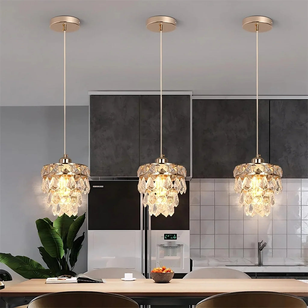 Clear Crystal Linear chandelier - Milan House for dining room view 1
