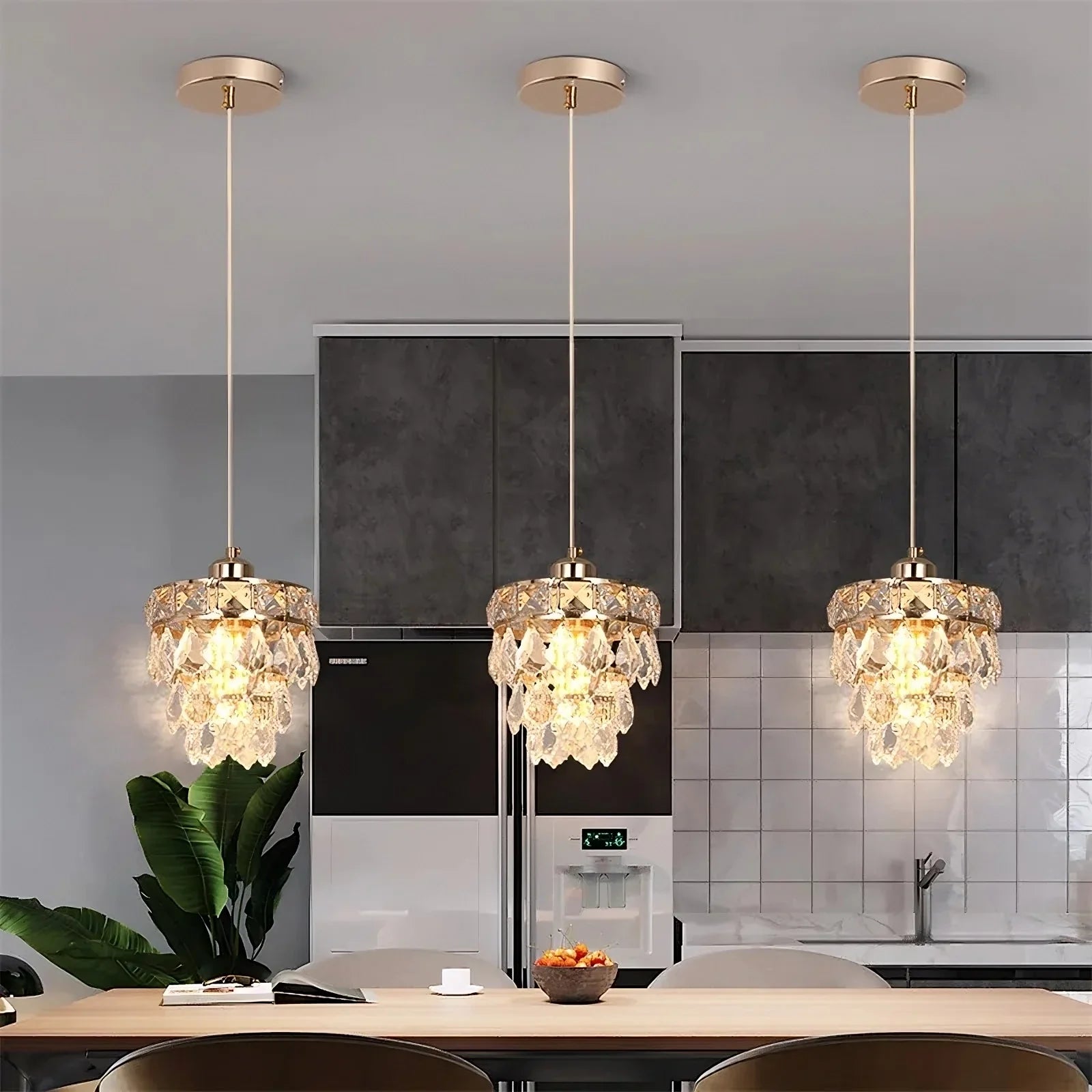 Clear Crystal Linear chandelier - Milan House for dining room view 1