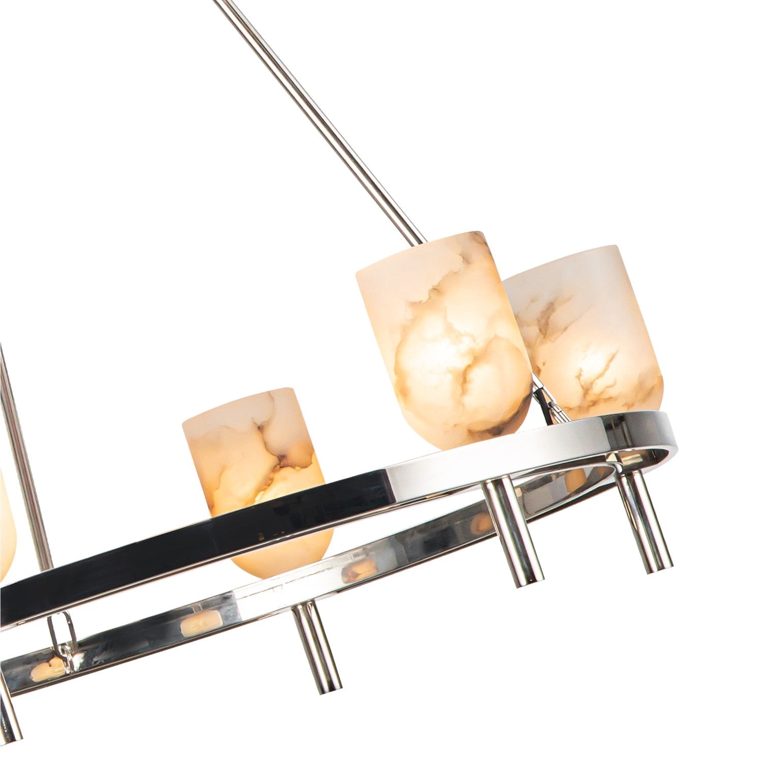 Polished Nickel Alabaster chandelier - Pavia Court for dining room view 2